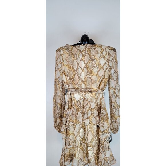 Leith Dress Womems Sz Medium V Neck Ruffles Animal Print Long Sleeve - Picture 5 of 11